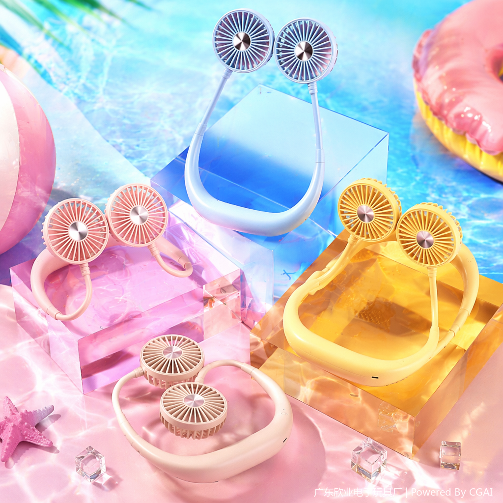 Simple and colorful neck-hanging fan Specification image