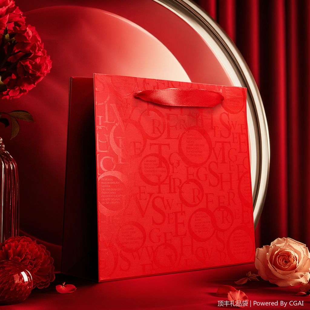 Red souvenir packaging box, running light, festival gift wrapping paper, hand-held takeout bag Specification image