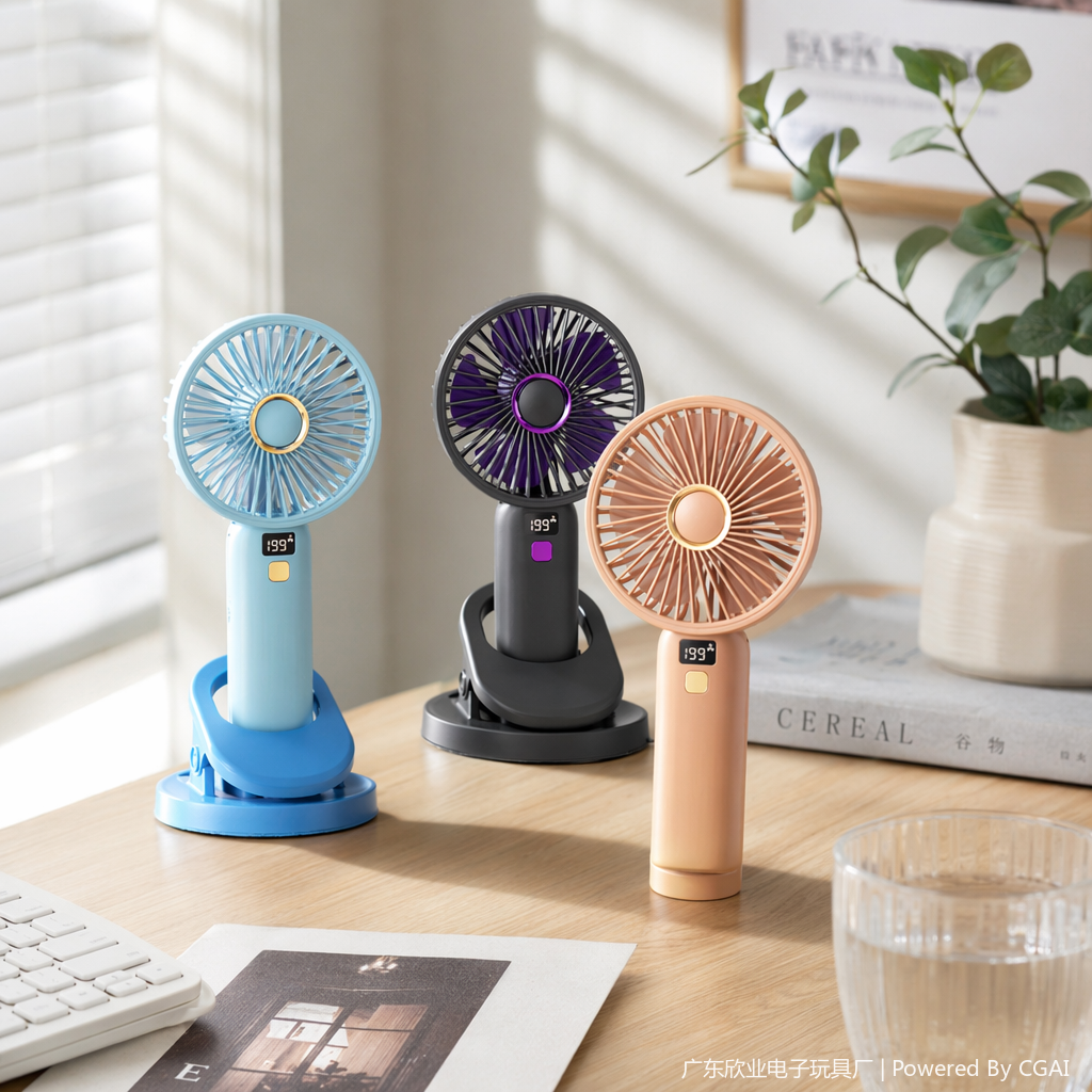 A simple digital display clip, mini handheld fan, a summer cooling wonder details Picture