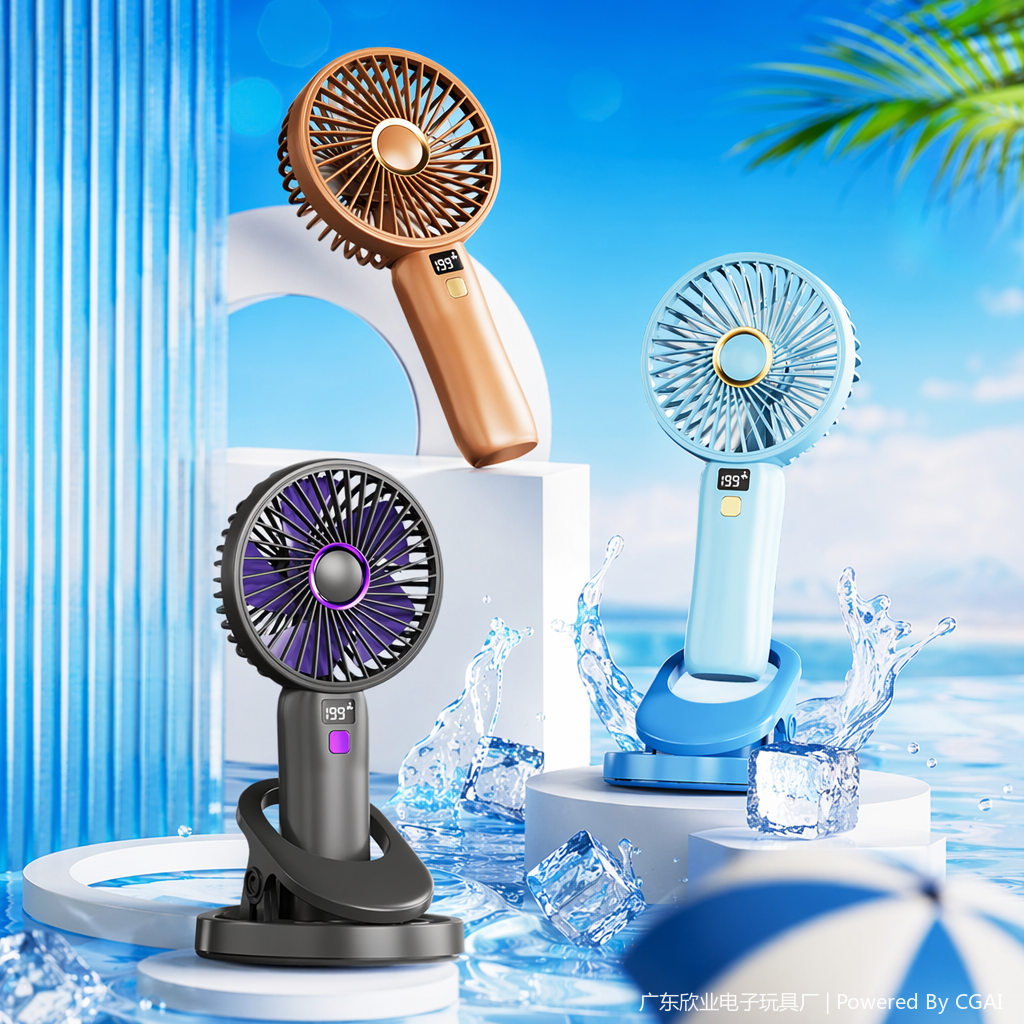 A simple digital display clip, mini handheld fan, a summer cooling wonder Specification image