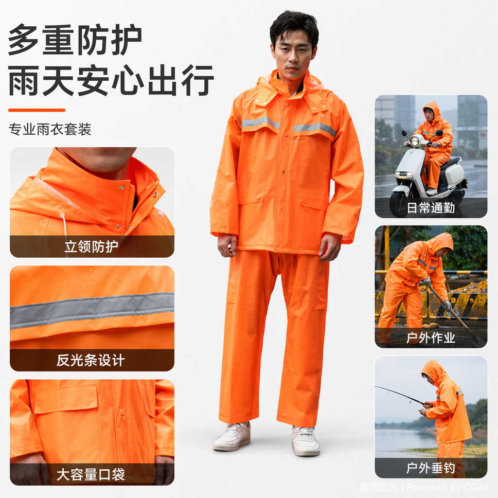 分体雨衣男女长款户外电瓶车大雨衣PU PVC日用百货