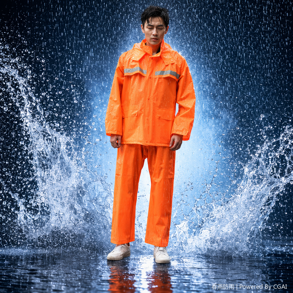 Two-piece raincoats for men and women, long outdoor electric bike raincoats, PU PVC daily necessities Specification image