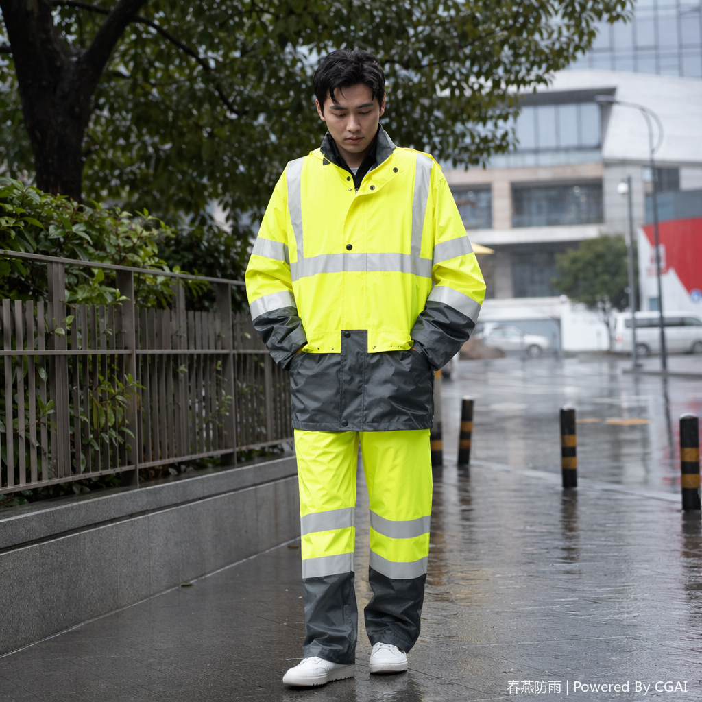 Two-piece raincoats for men and women, long outdoor electric bike raincoats, PU PVC rain covers, daily necessities details Picture