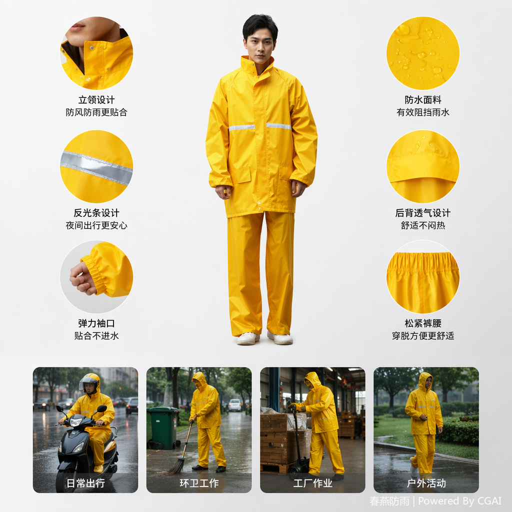 分体式PU雨衣男女通用加长款电瓶车专用户外防雨日用百货