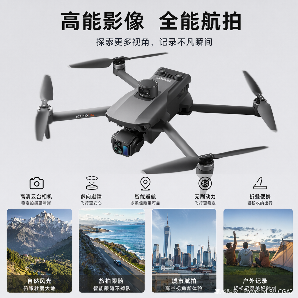 FOOZAC 三轴机械防抖云台 GBS定位 激光雷达避障 空投 航拍飞行器稳定高清图传遥控航拍无人机