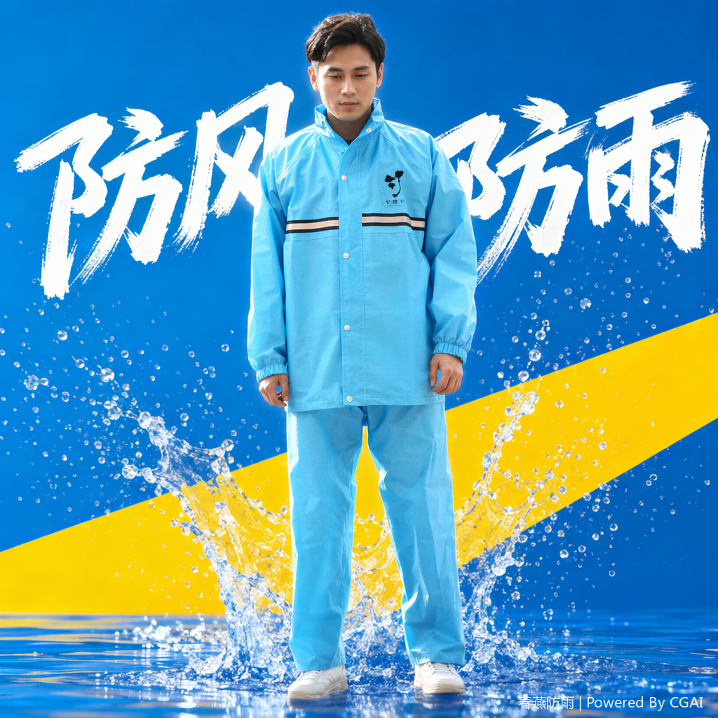 Two-piece raincoat with thickened PU, windproof and breathable, long design for electric bikes, suitable for both men and women outdoors Specification image