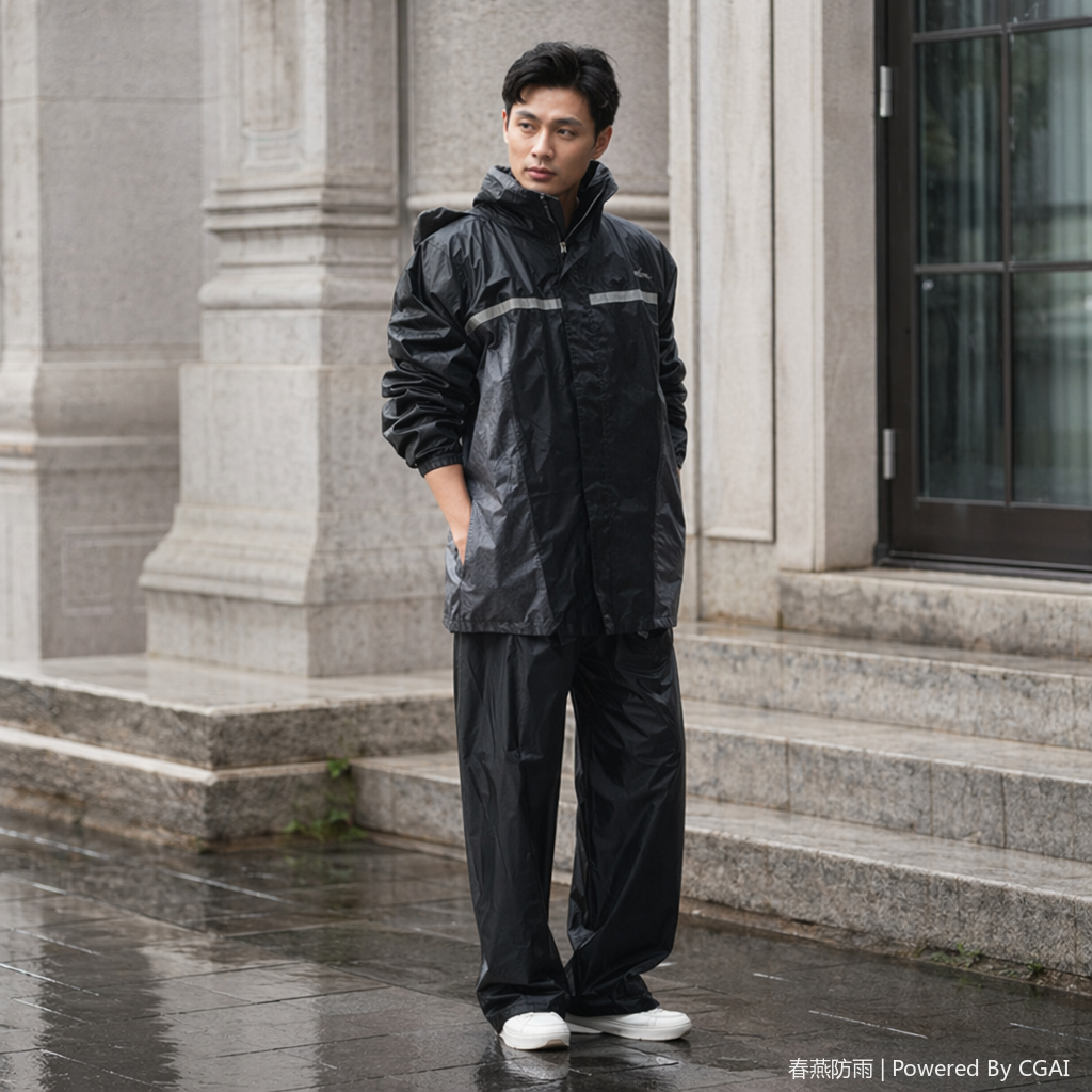 Two-piece raincoats for men and women, long PU thickened rainproof covers for outdoor electric bikes, daily necessities details Picture