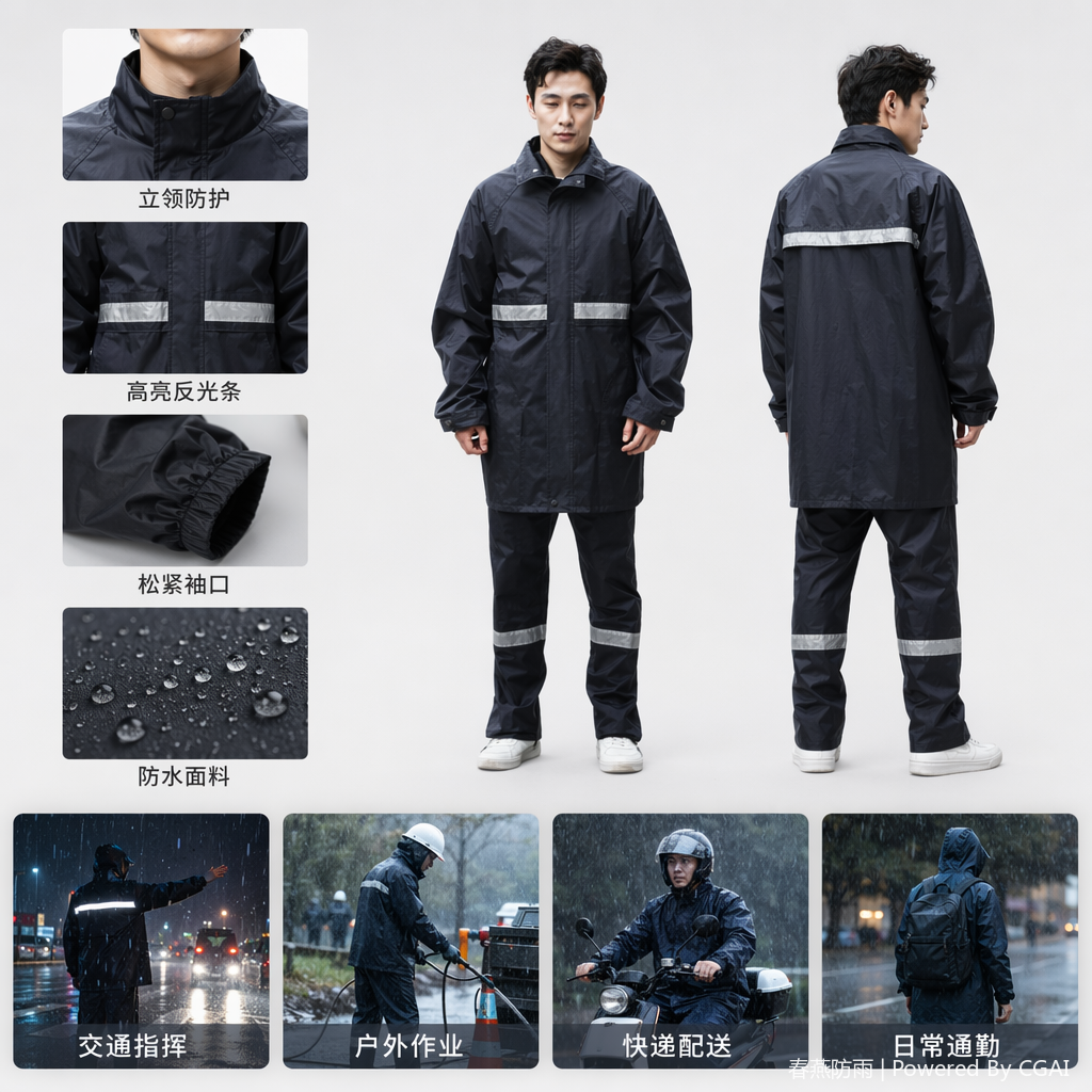 黑色雨衣男子专用一次性电瓶车大雨衣塑料雨衣