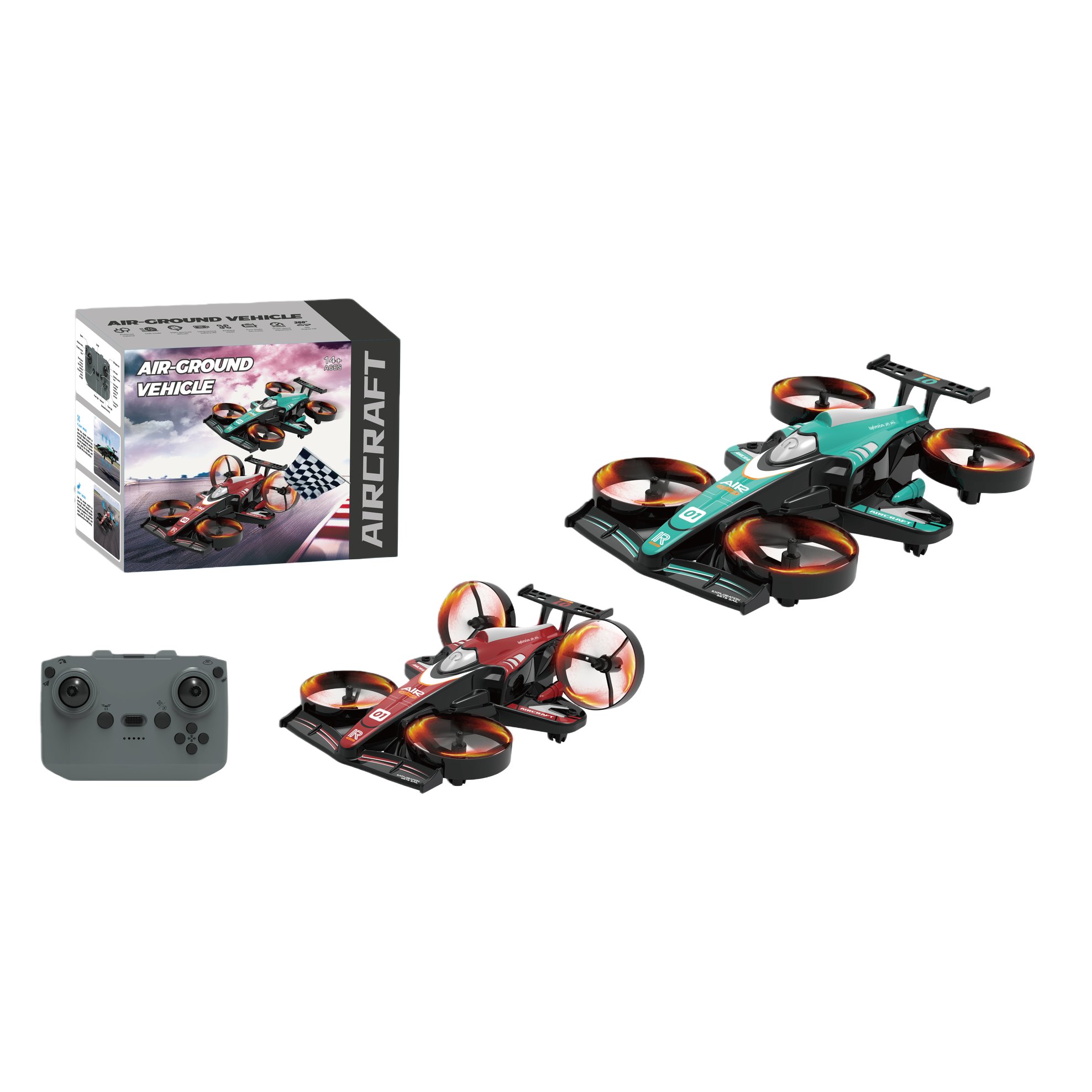 The RX121 quadcopter, a remote-controlled unmanned aerial vehicle (UAV), has a propeller shield with air pressure, a fixed height, a headless mode, ground drift, and a keyboard spin roll Item Picture