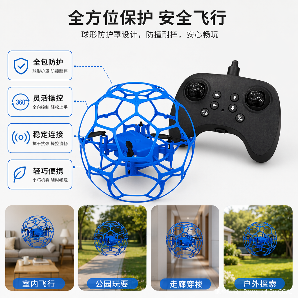 球形感应飞行器玩具 遥控无人机 一键翻滚 无头模式定高