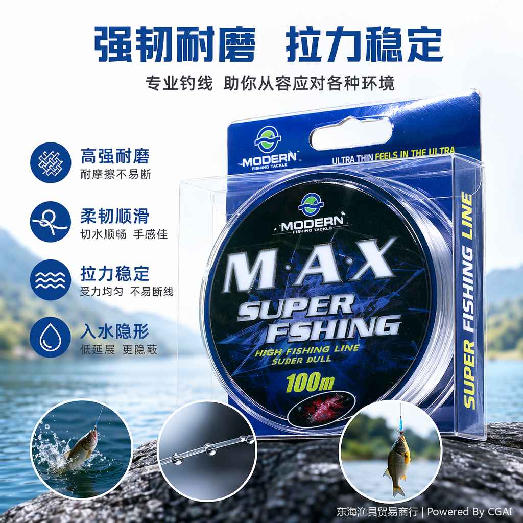 东海渔具大力马渔线卷蓝色包装100m透明壳银色子线垂钓用品