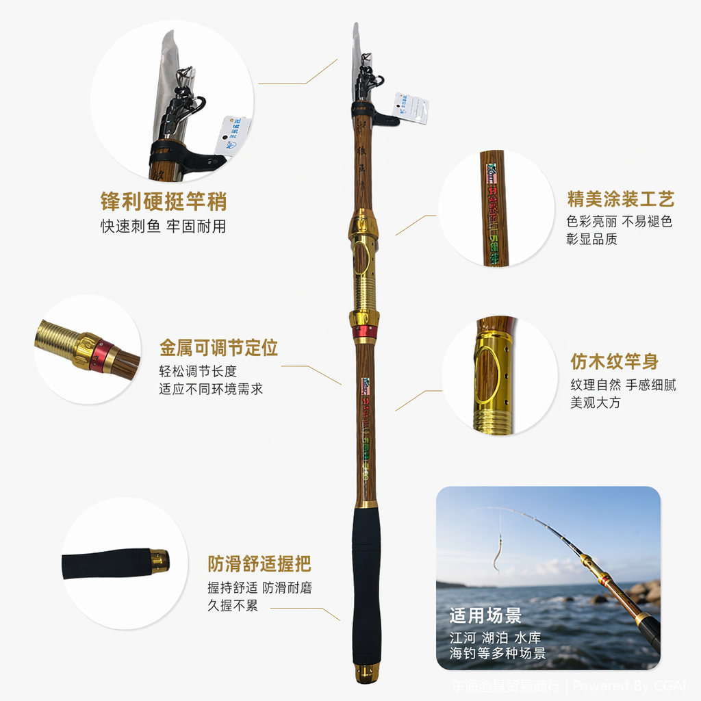 金色路亚鱼竿套装 轻量远投调性精准渔具