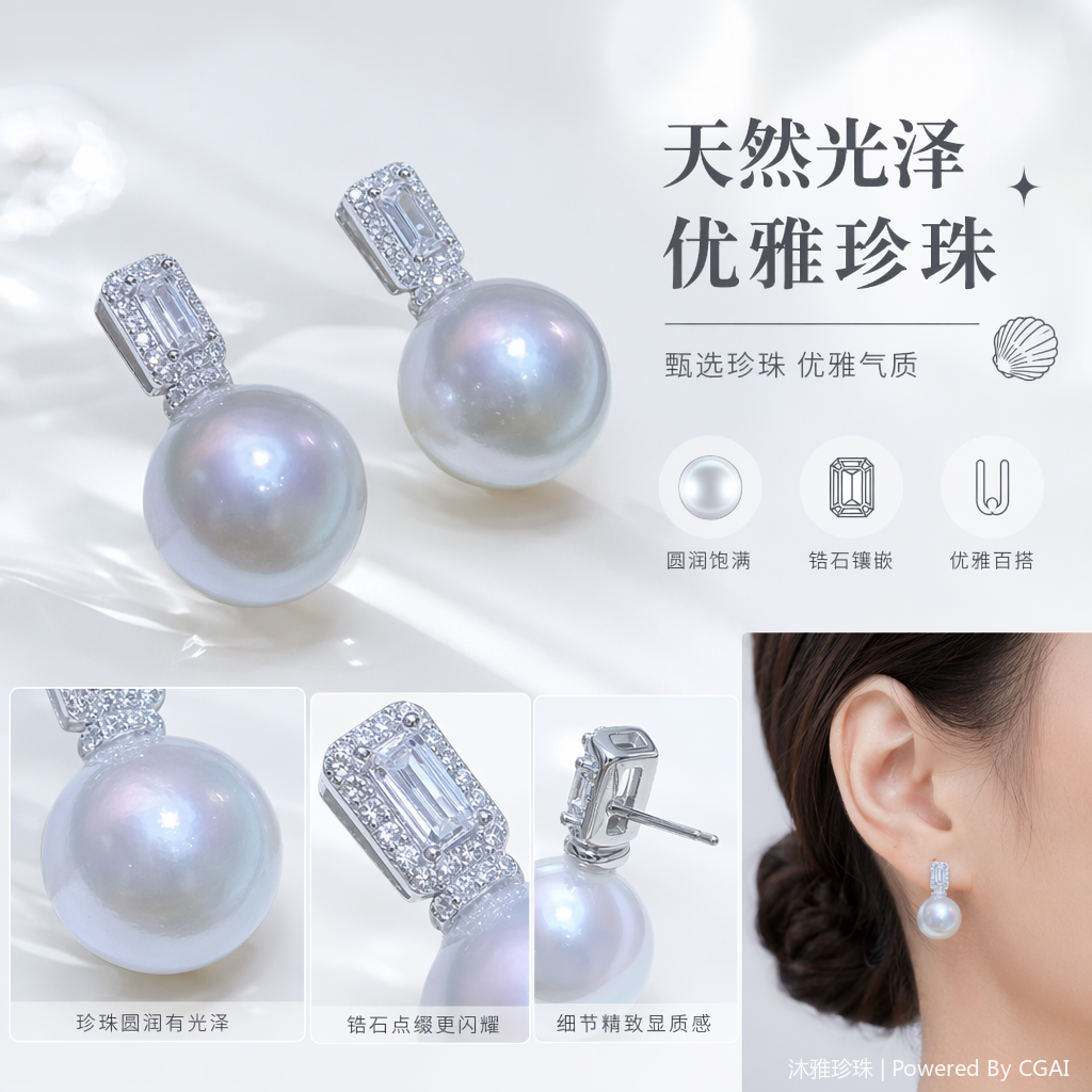 中古复古民族风珍珠彩宝耳饰 饰品耳环