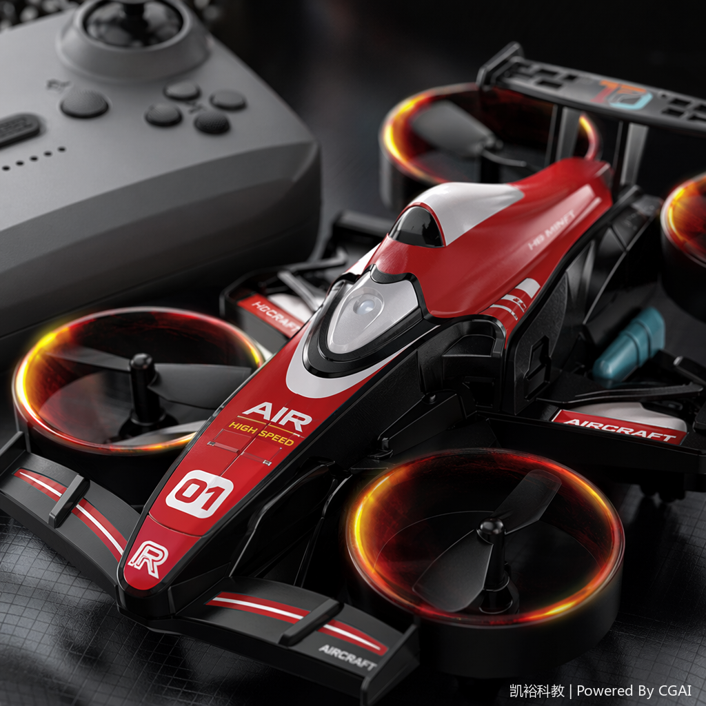 The RX121 quadcopter, a remote-controlled unmanned aerial vehicle (UAV), has a propeller shield with air pressure, a fixed height, a headless mode, ground drift, and a keyboard spin roll Application Scenario