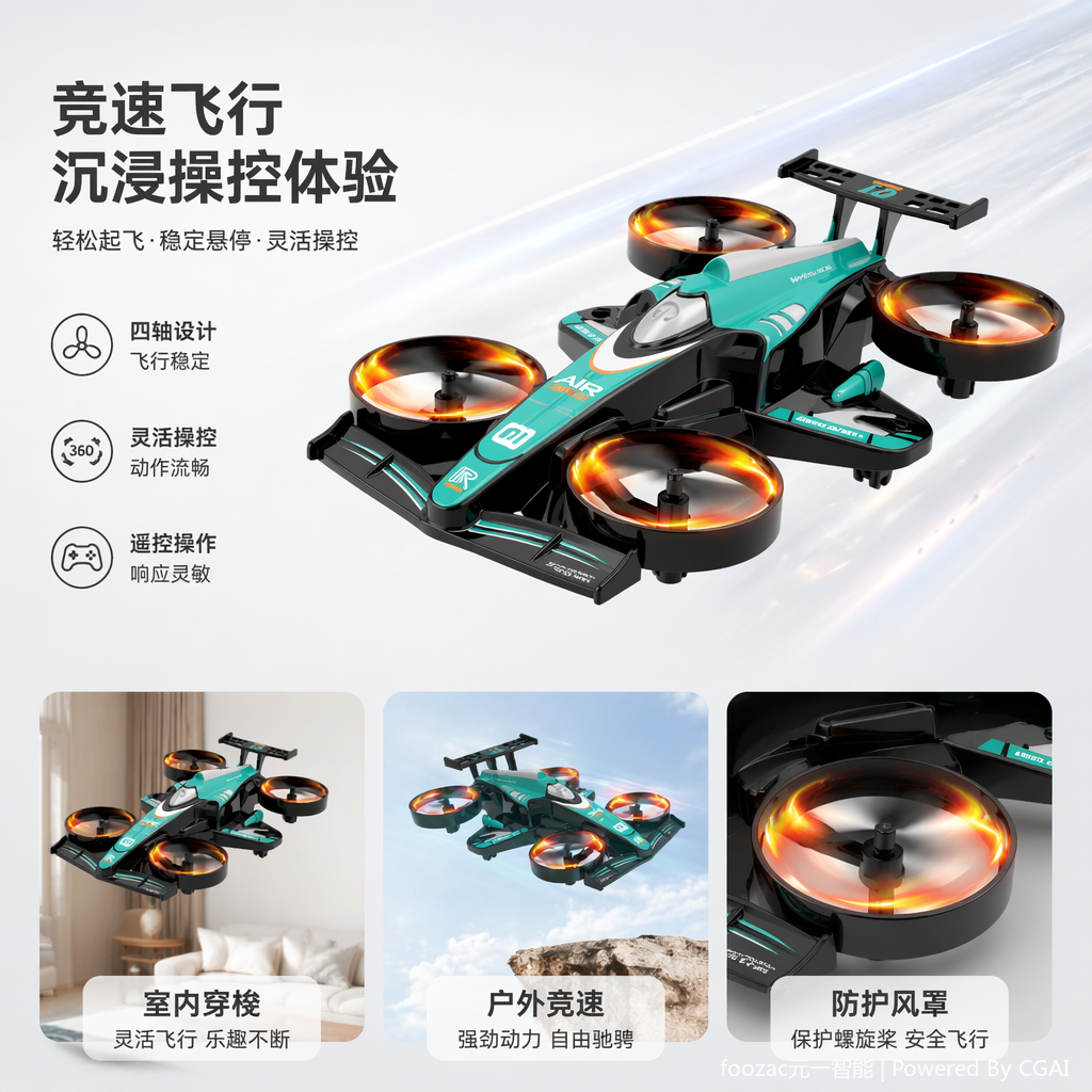 The RX121 quadcopter flying car, a remote-controlled unmanned aerial vehicle, comes in an orange propeller shield, air pressure, height control, headless mode, ground drift, and keyboard spin roll