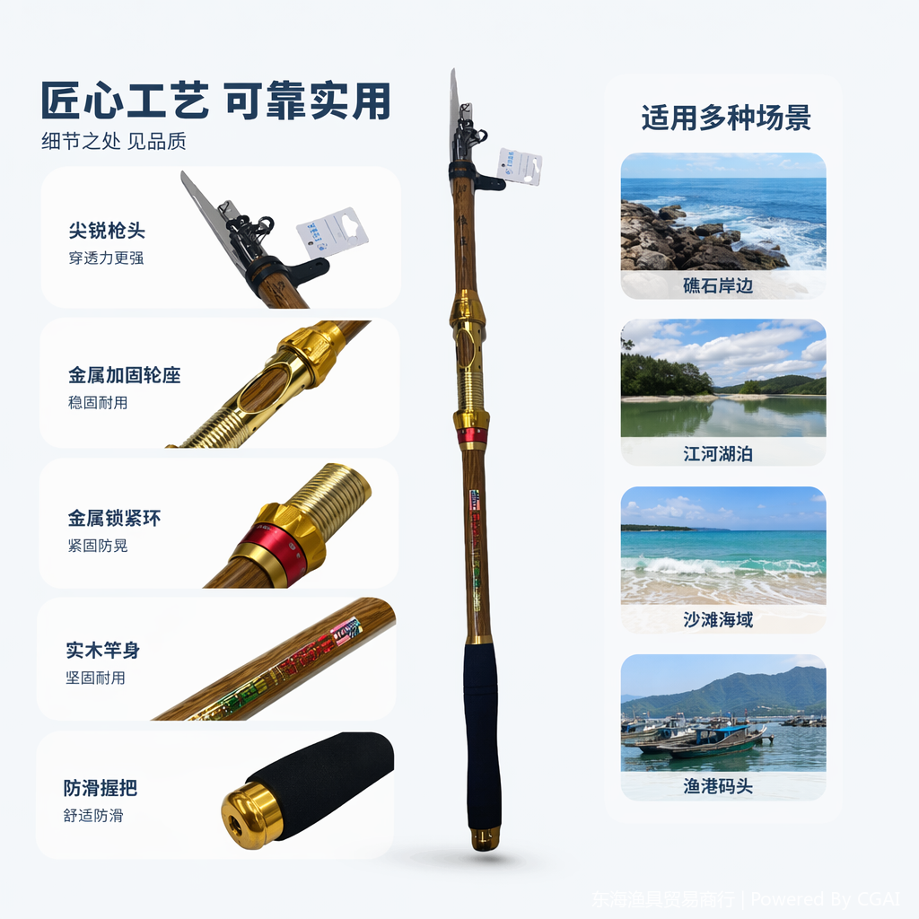 金色路亚鱼竿套装 轻量远投调性灵敏渔具