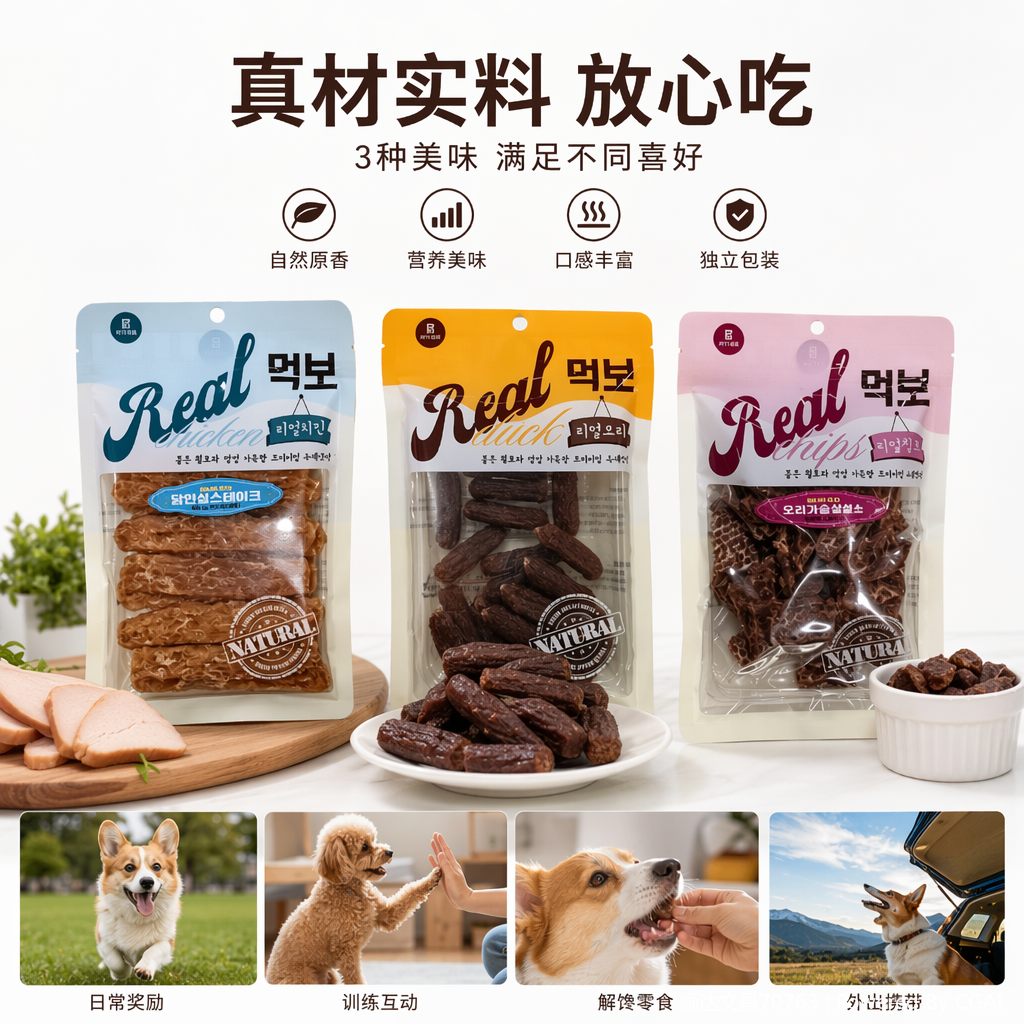宠物狗狗零食鸭肉肠烘干鸭肉方片牛肉粒肉干鸡肉长片火腿肠磨牙狗零食批发