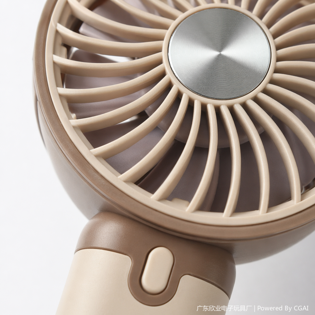 Portable and silent brown and beige handheld mini USB fan Application Scenario