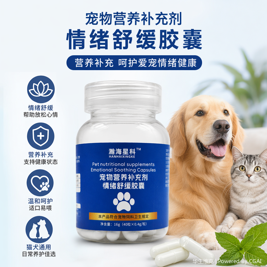 蓝色标签透明瓶狗狗羊奶粉宠物营养补充剂