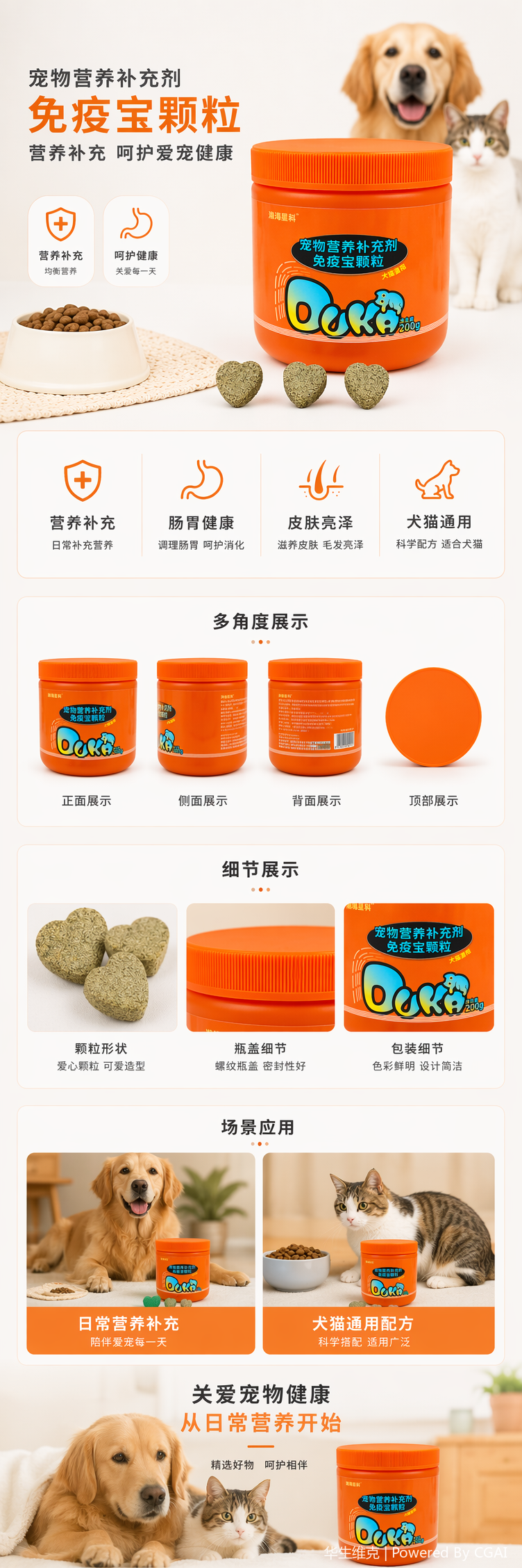 Huasheng Weike Hanhai Xingke Pet Nutritional Supplement Immune Soft Granules are suitable for dogs and cats pic 1