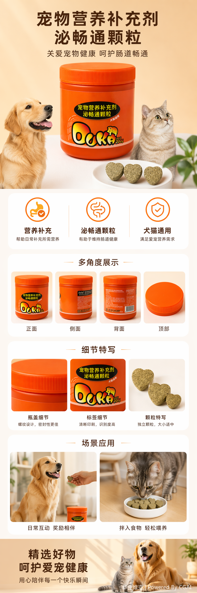 Huasheng Weike Hanhai Xingke Pet Biantong Granules prevent urinary retention in cats and dogs. It is a universal nutritional supplement for dogs and cats pic 1