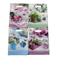 Colorful floral pattern PE transparent hand-held bag, gift bag, plastic hand-held packing bag Item Picture