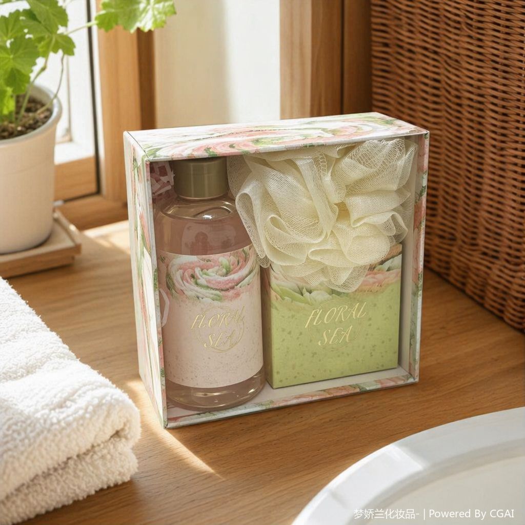 The Flower Sea series bath set includes body wash, bath balls and bath salts details Picture
