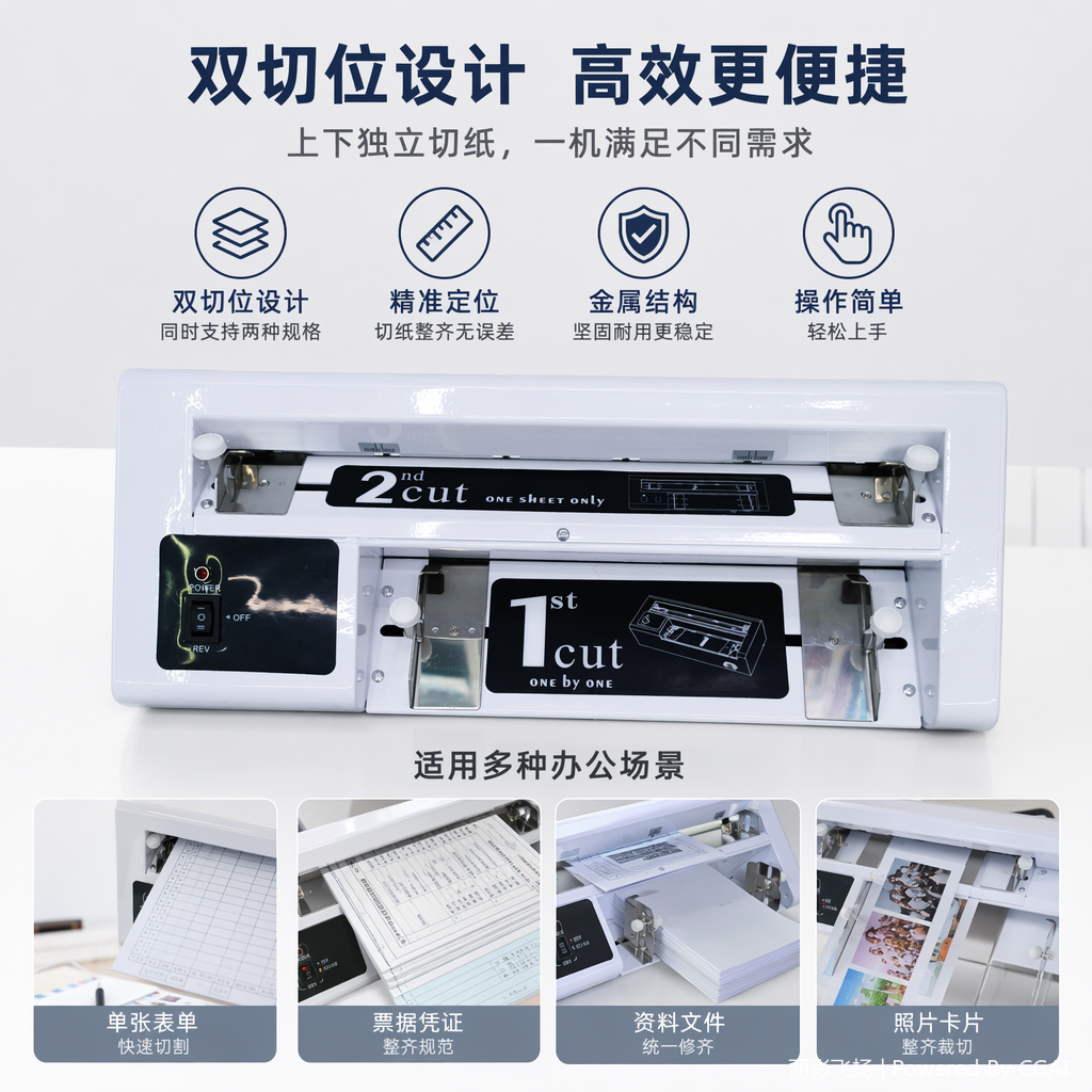 白色双切纸机 手动裁纸刀办公用A4纸张裁切工具