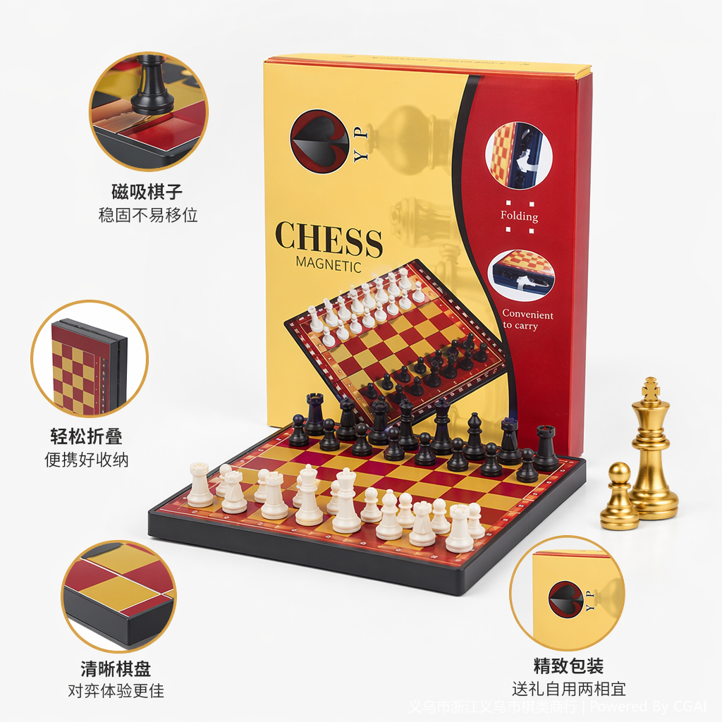 黄色包装国际象棋Uno塔罗牌多功能棋盘桌游玩具套装