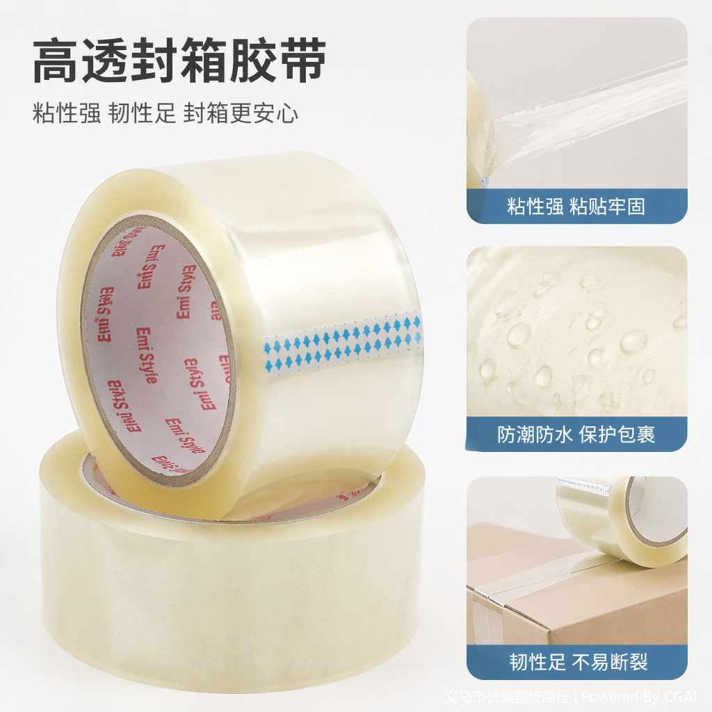 封装打包胶带透明胶带卷3CM宽双面胶带胶带定制透明胶纸