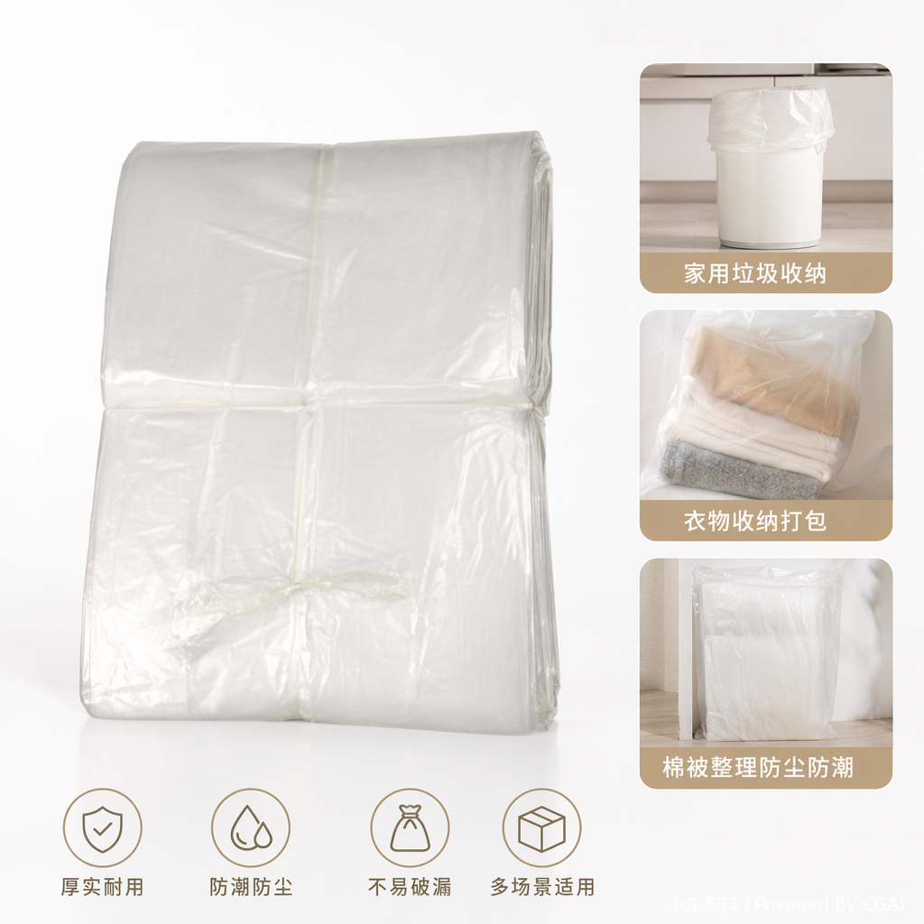 White plastic food bags for dog food, bread, toast and pet main food