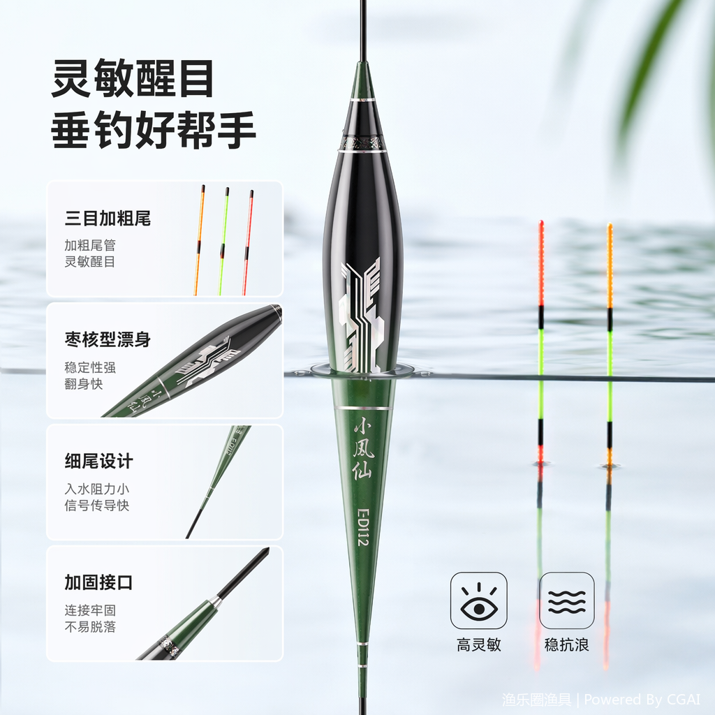 夜光渔漂硅胶醒目豆浮标路亚饵渔具套装