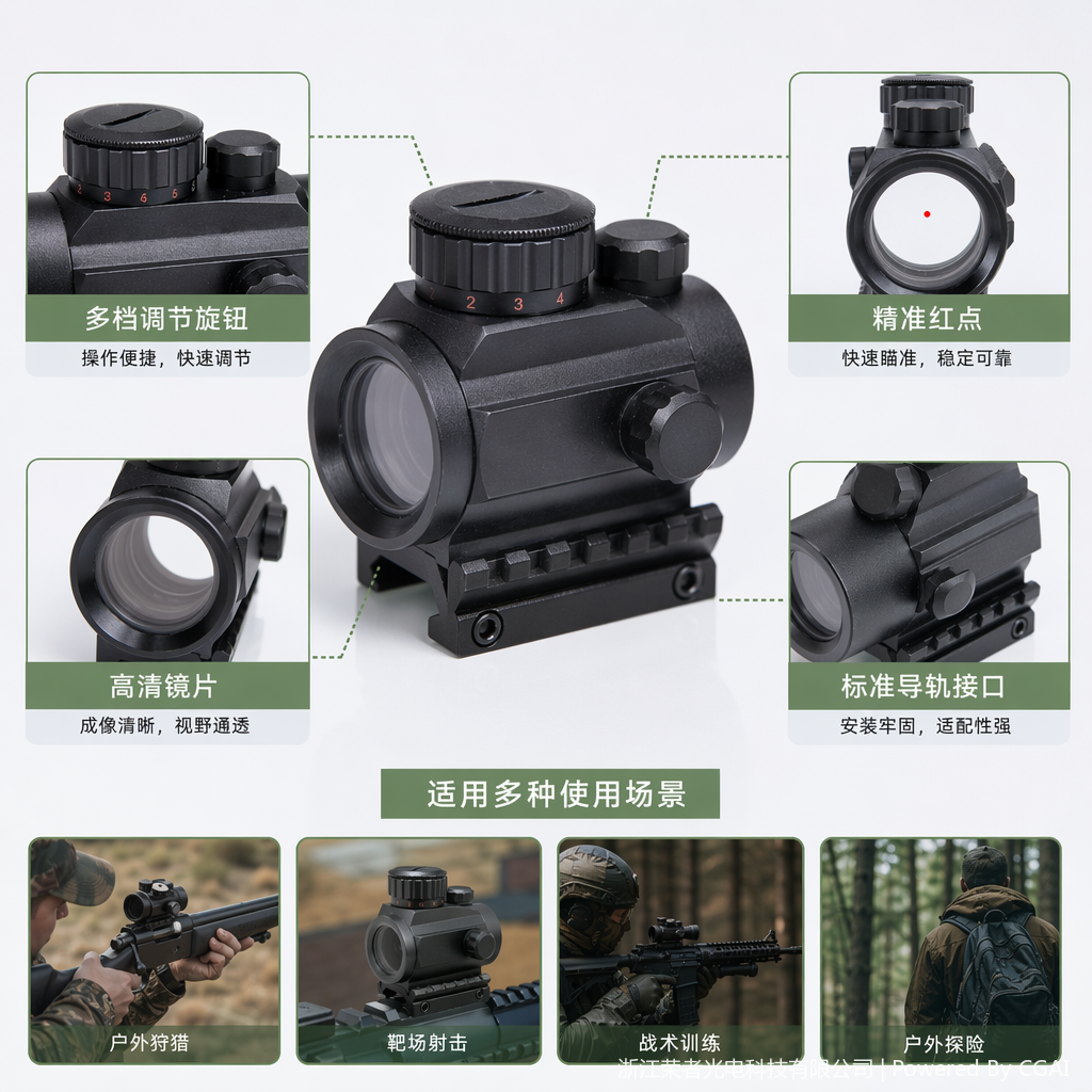 Free Tiger Black Red Dot Sight, waterproof and anti-fog, compatible tactical rail, all-metal material, holographic red dot outdoor shooting accessory 1X40 RDYG details Picture