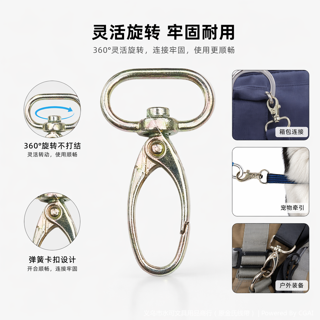 2公分宽加厚揽扣加厚抛光高品质箱包五金配件 锌合金钥匙扣宠物狗扣金属龙虾扣1094009310