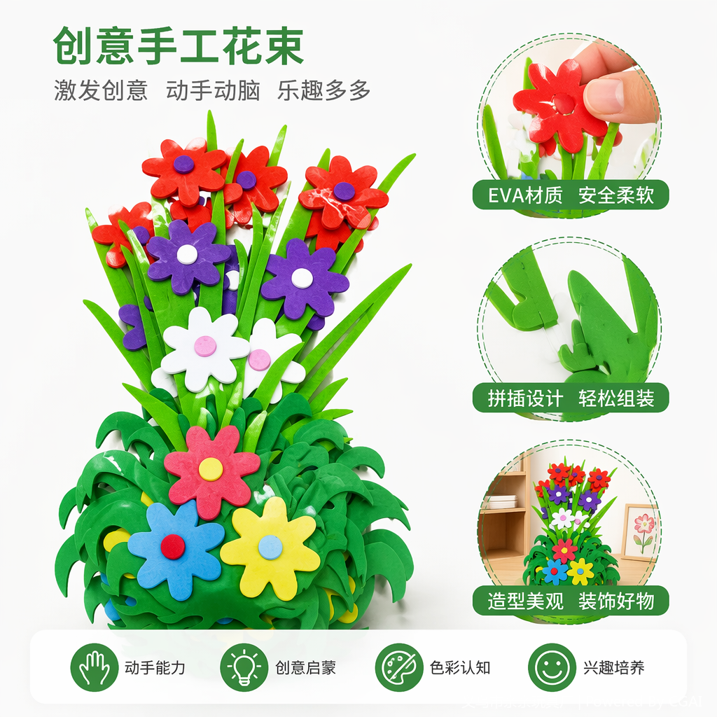 彩色泡沫紫罗兰仿真花束 塑料假花人造花配件 蝴蝶标本摆件