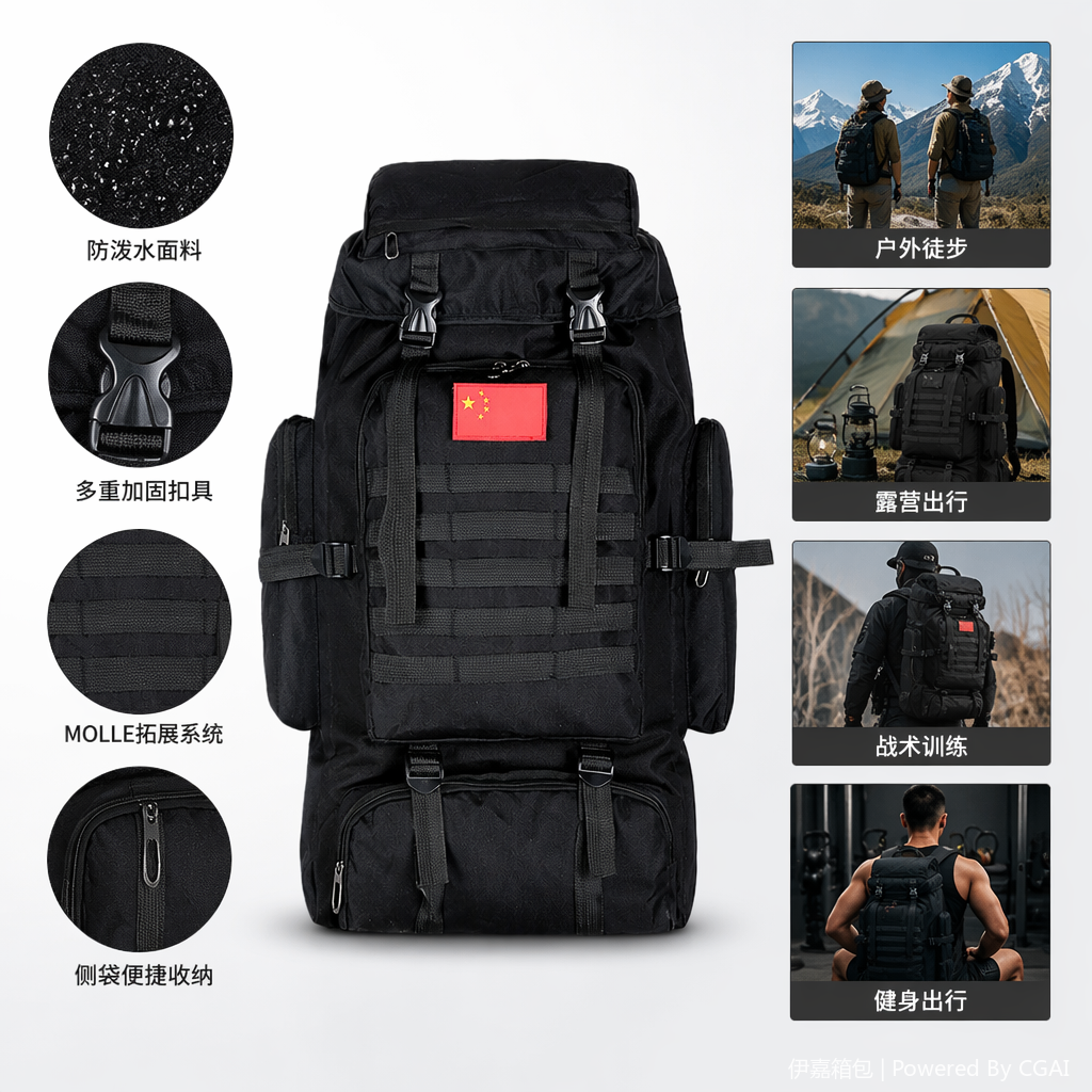 黑色战术双肩背包户外突击包儿童迷彩战术背带户外用品