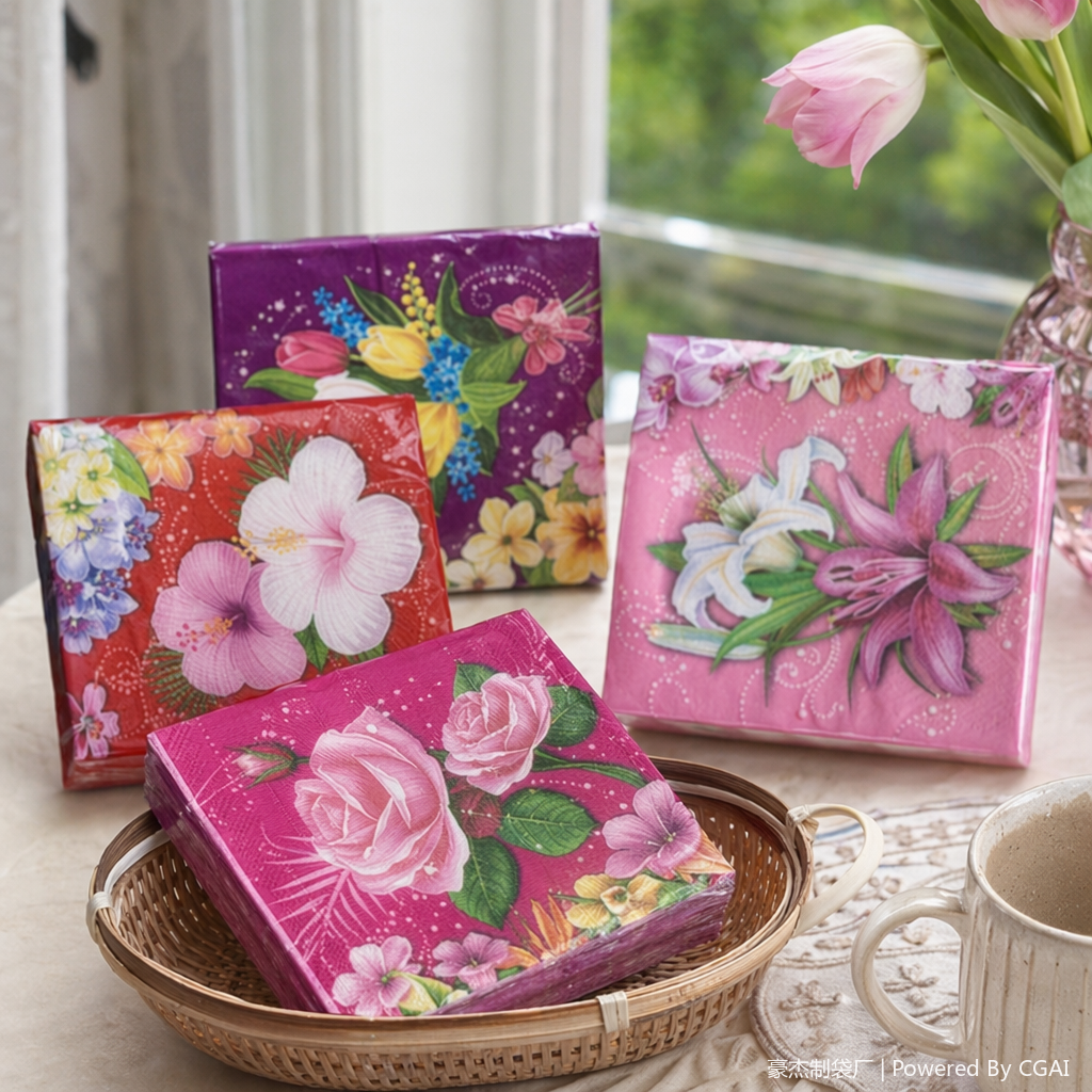 A paper perfume gift box with colorful floral patterns details Picture