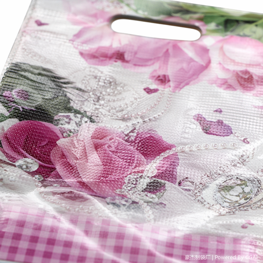 Colorful floral pattern PE transparent hand-held bag, gift bag, plastic hand-held packing bag Application Scenario
