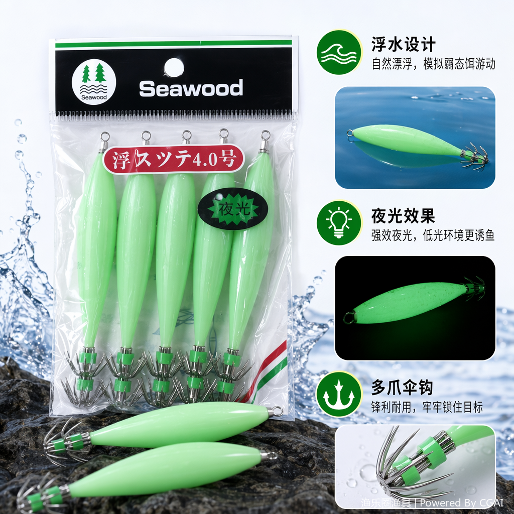 夜光渔漂浮标硅胶醒目豆路亚鱼饵渔具套装