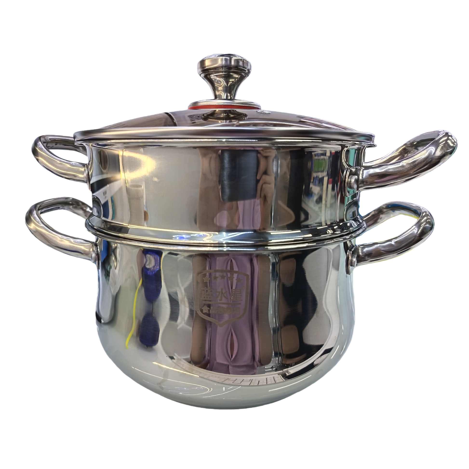 Blue Mercury stainless steel steamer, the choice of exquisite craftsmanship and quality! The visible pot lid, steam vent hole and thickened anti-heat handle make it suitable for various scenarios such as steaming seafood, pastries, making soup and vegetables, and it is easy to handle Item Picture