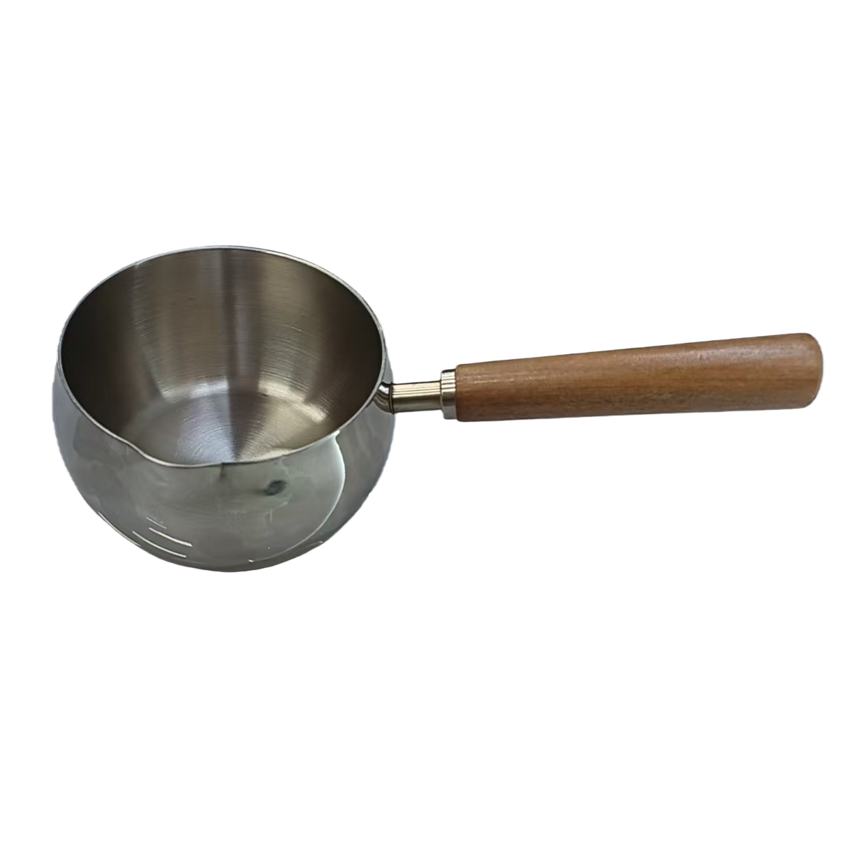 银色四孔煎蛋锅配木质手柄 平底煎蛋模具 儿童真实小锅 Item Picture