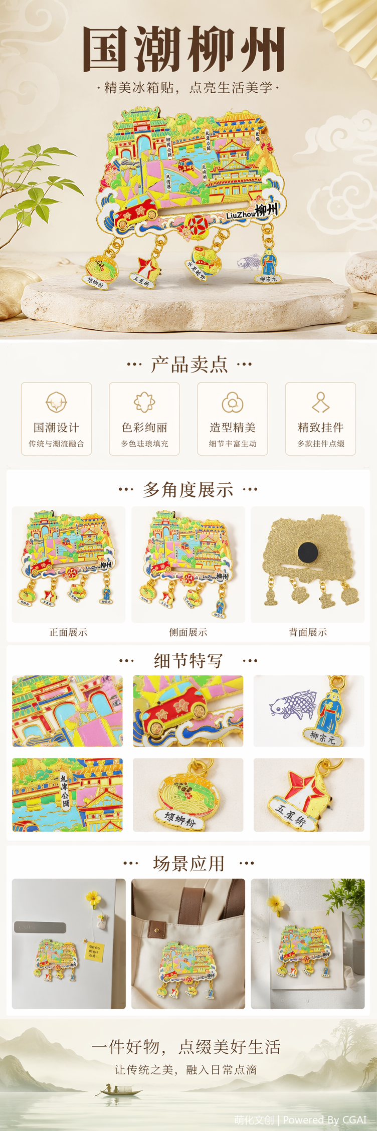 国潮柳州四吊坠冰箱贴彩色金属徽章定制手机贴片金属徽章徽章机配套勋章详情5