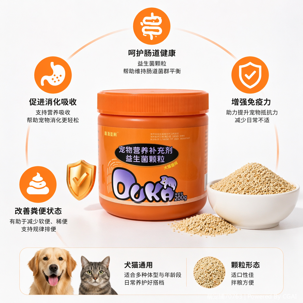 Orange can pet probiotic nutritional supplement granules, soft granules, OEM for dogs and cats, pet nutritional supplement health products factory, lecithin soft chewable tablets details Picture