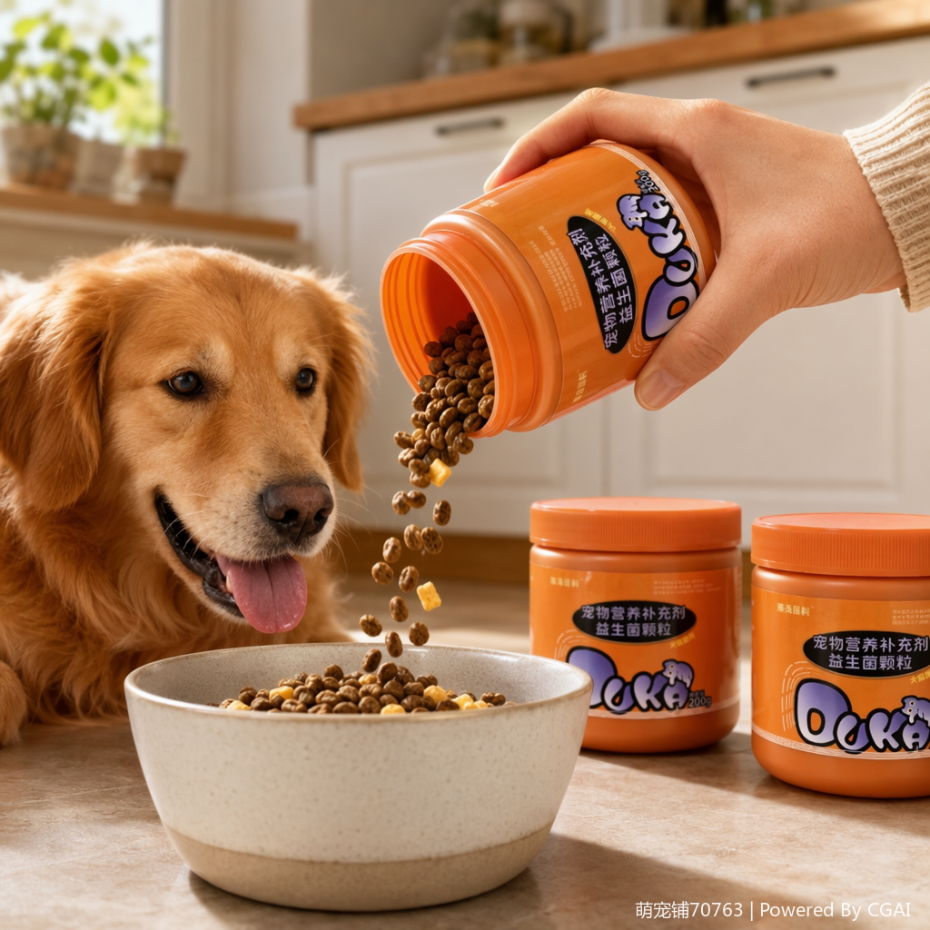 Orange can pet probiotic nutritional supplement granules, soft granules, OEM for dogs and cats, pet nutritional supplement health products factory, lecithin soft chewable tablets Specification image