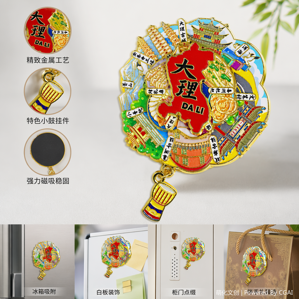 国潮大理彩色金属蝴蝶布贴自粘墙贴墙裙墙壁冰箱贴