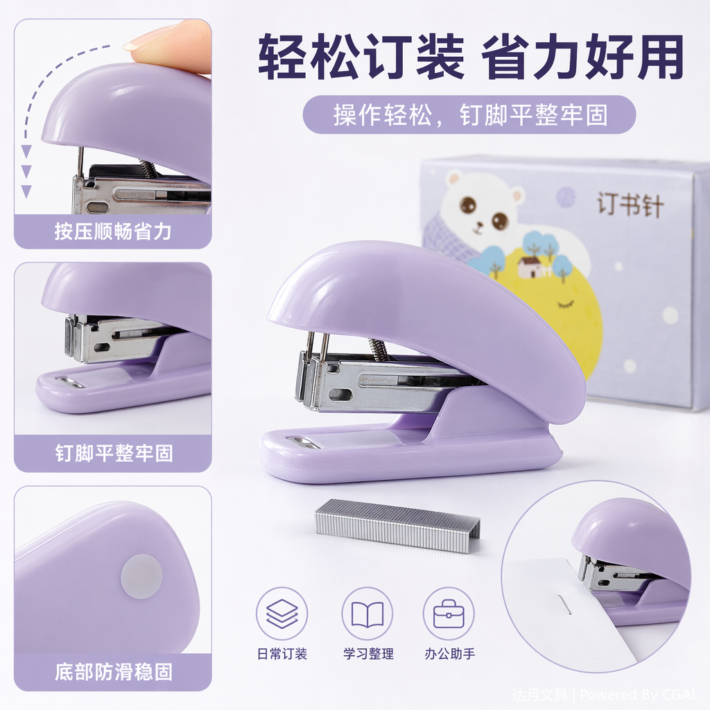 Purple student Fashion Stapler Keychain 2026 Cute Stapler set