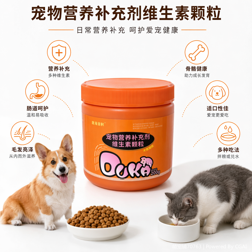 Dog pet vitamin and mineral nutritional supplement granules, allergy and immunity chewable tablets, dog calcium supplement, vitamin A, B, D nutritional supplement, probiotics details Picture