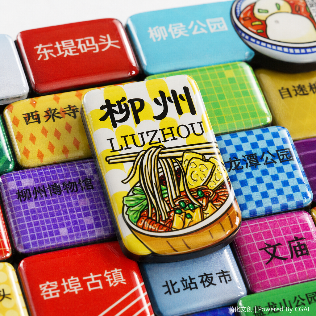 National trend Liuzhou city refrigerator sticker, color magnetic sticker combination, whiteboard magnetic buckle, strong magnetic magnet hook, stationery magnetic attraction Application Scenario