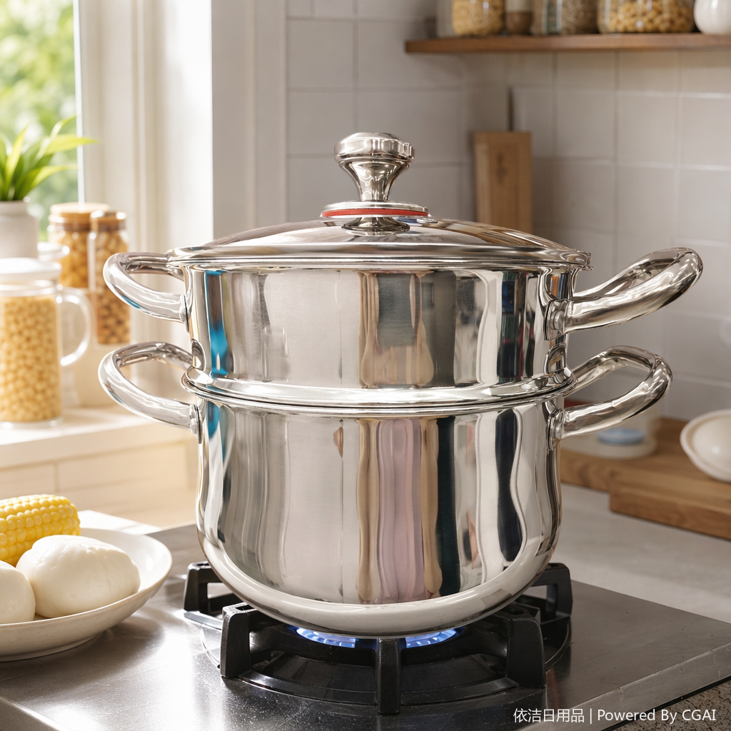 Blue Mercury stainless steel steamer, the choice of exquisite craftsmanship and quality! The visible pot lid, steam vent hole and thickened anti-heat handle make it suitable for various scenarios such as steaming seafood, pastries, making soup and vegetables, and it is easy to handle details Picture