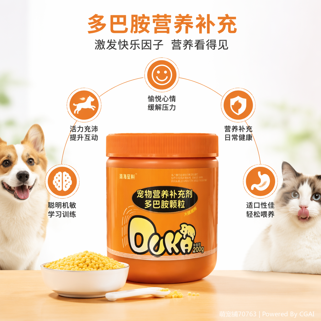 Orange canned pet nutritional supplement, dopamine granules, pet health products, pet health products, probiotics details Picture